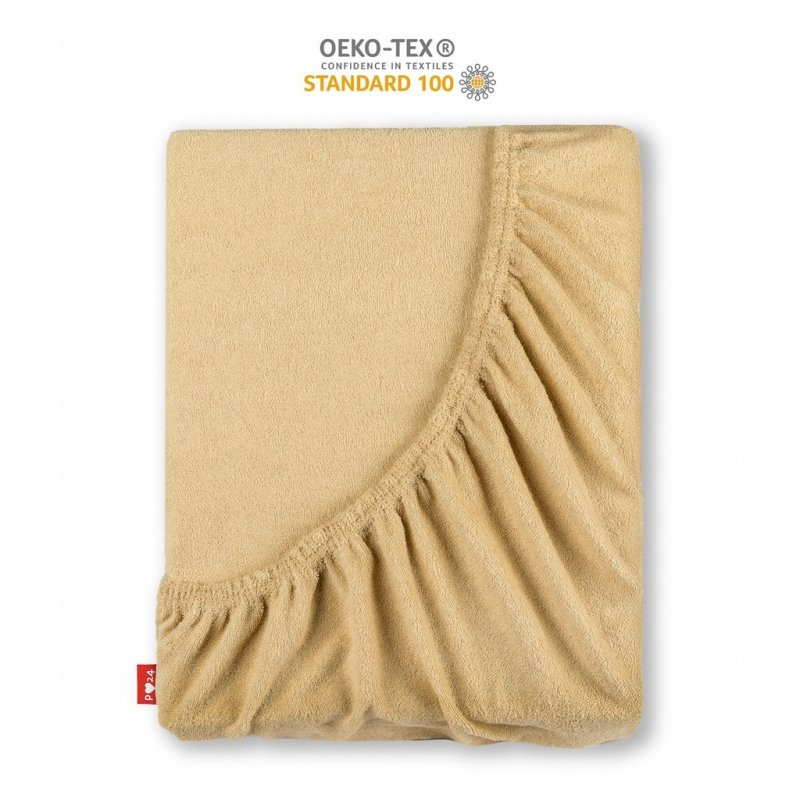 Prześcieradło Frotte z Gumką 220X240 Gruba Bawełna 200g Bok 30 cm beżowy