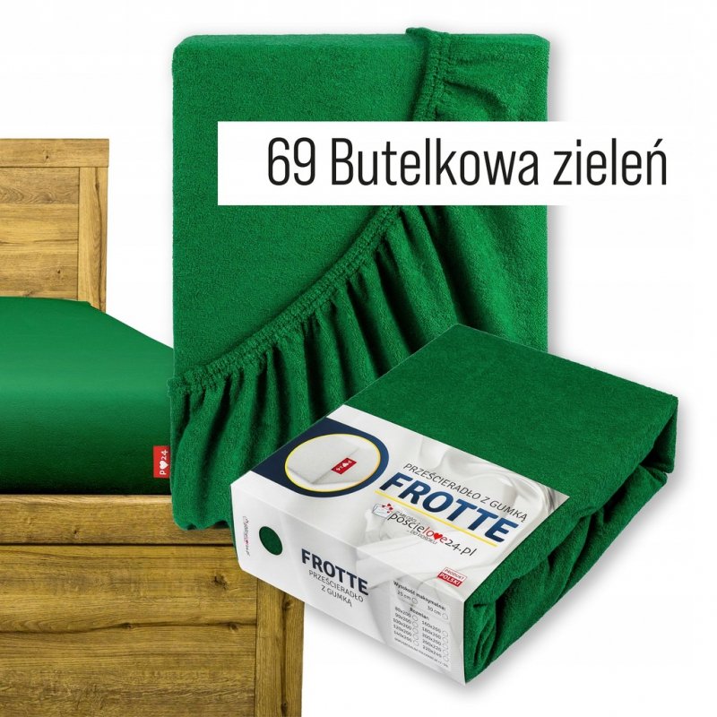 Prześcieradło Frotte z Gumką 90x200 Gruba Bawełna Bok 30 butelkowa zieleń