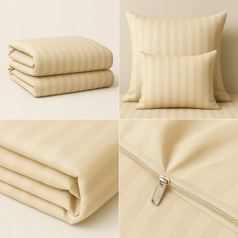 POŚCIEL 160x200 HOTELOWA 100% GRUBA BAWEŁNA SATYNOWA ADAMASZEK ECRU