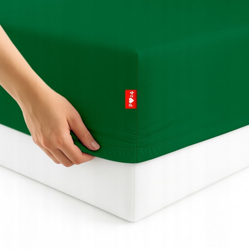 Prześcieradło Jersey z Gumką 200x200 Bawełna Bok 30 cm butelkowa zieleń