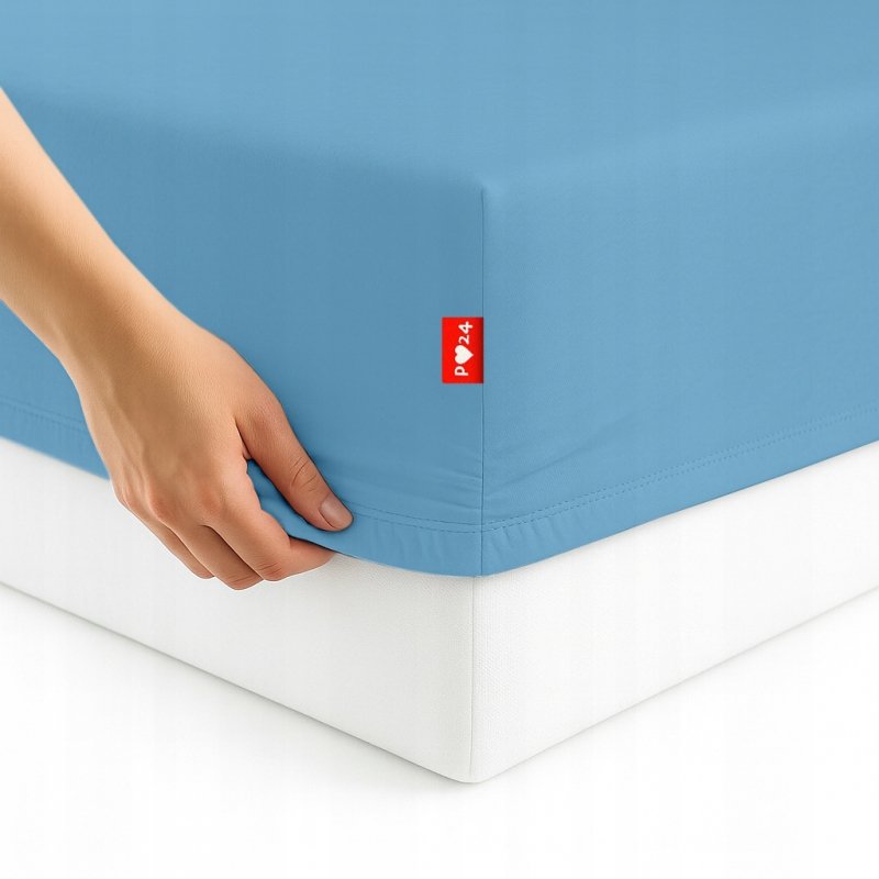 Prześcieradło 160x200 z Gumką GRUBA Bawełna Premium Bok 30 cm Błękitny