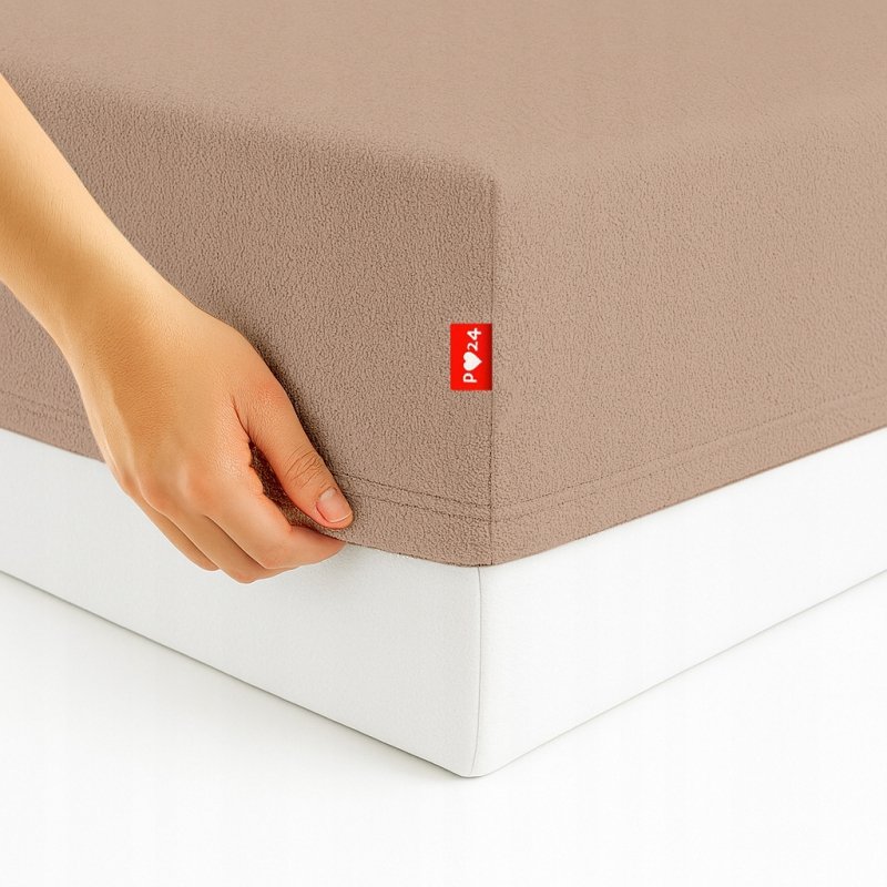 Prześcieradło Frotte z Gumką 100x200 Gruba Bawełna 200g Bok 30 cm cafe