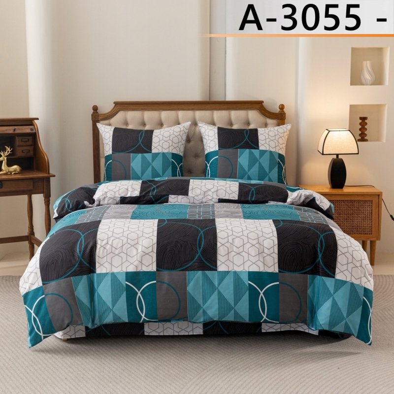 POŚCIEL 200x220 BAWEŁNA KOMPLET POŚCIELI BAWEŁNIANEJ + 2 POSZEWKI A-3055