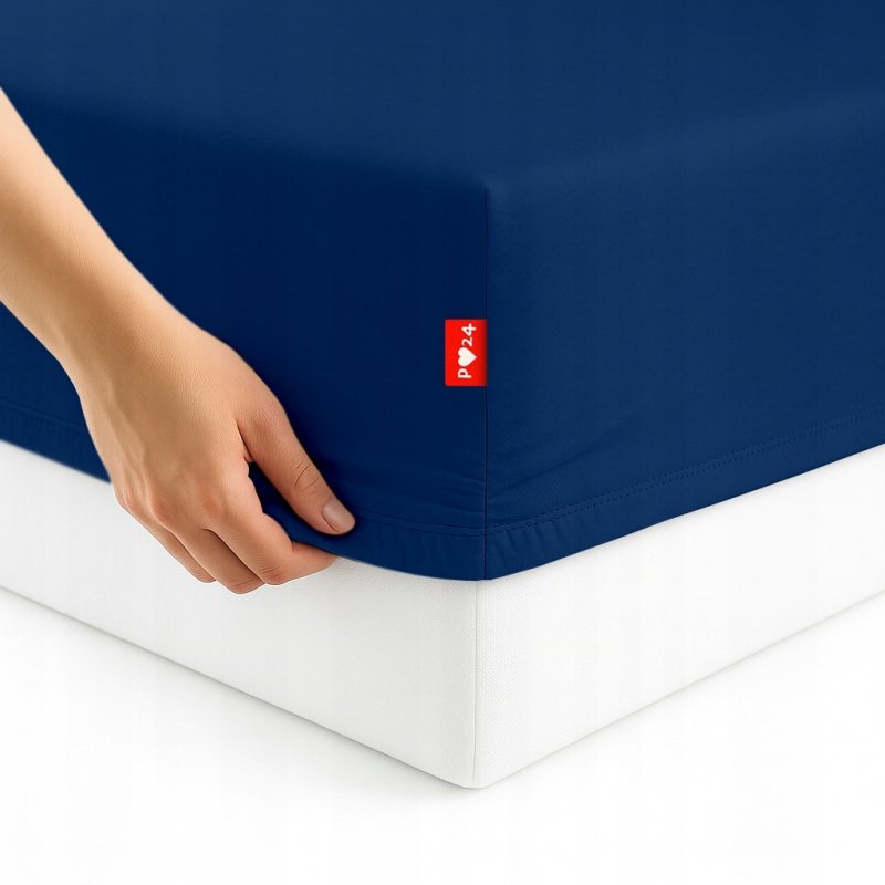 Prześcieradło Jersey z Gumką 100x200 Gruba Bawełna Bok 30 cm granatowy