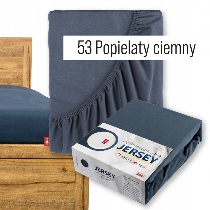 Prześcieradło Jersey z Gumką 160x200 Gruba Bawełna Bok 30 cm popiel ciemny