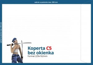 Koperty C5 (229 x 162 mm), Druk jednostronny kolorowy 4+0, (zadruk ramka 217 x 143 mm), Offset 80 g - 5000 szt.