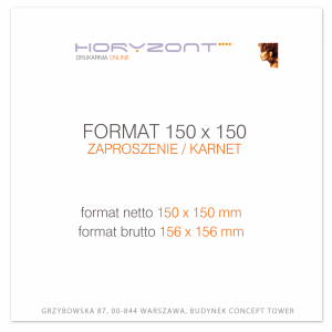 ulotka 150 x 150 mm, ruk pełnokolorowy obustronny 4+4, na papierze kredowym mat 300-350 g, 1000 sztuk   