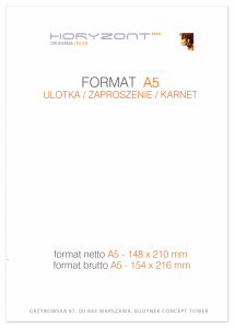 ulotka A5, druk pełnokolorowy obustronny 4+4, na papierze kredowym, 300 g, 5000 sztuk