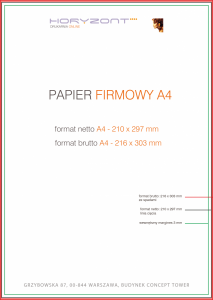 papier firmowy A4 / druk pełnokolorowy jednostronny 4+0, na papierze offset / preprint 90 g - 75 sztuk