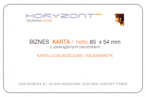 wizytówki zaokrąglone narożniki 85 x 54 mm lub 90 x 50 mm, druk obustronny, kreda 450 g - 100 sztuk