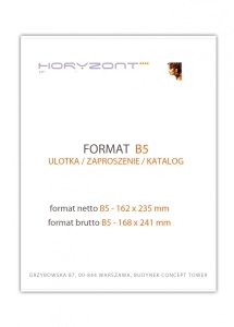 katalog klejony PUR B5, okładka - kreda 250 g + środki 130 g, 56+4 str . okładka foliowana 1+0, 400 sztuk