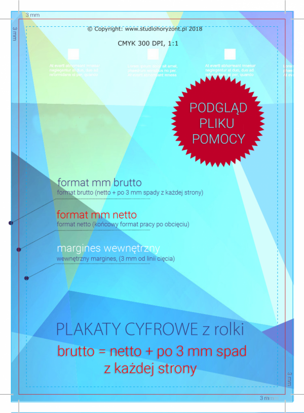 plakat XXL, 1100 x 800 mm, druk pełnokolorowy jednostronny 4+0, na papierze blueback 130 g - 1 sztuk   