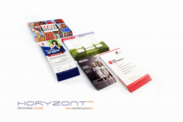 ulotka DL, druk pełnokolorowy obustronny 4+4, na papierze offsetowym 120 - 170 g, 10 sztuk 