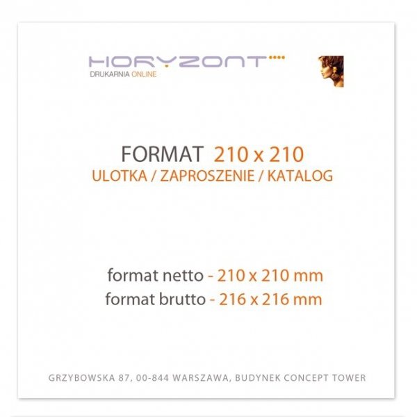 katalog 210 x 210 mm, druk pełnokolorowy obustronny 4+4, na papierze kredowym: okładka 250 g + środki 130 g, 8 str., 20 sztuk