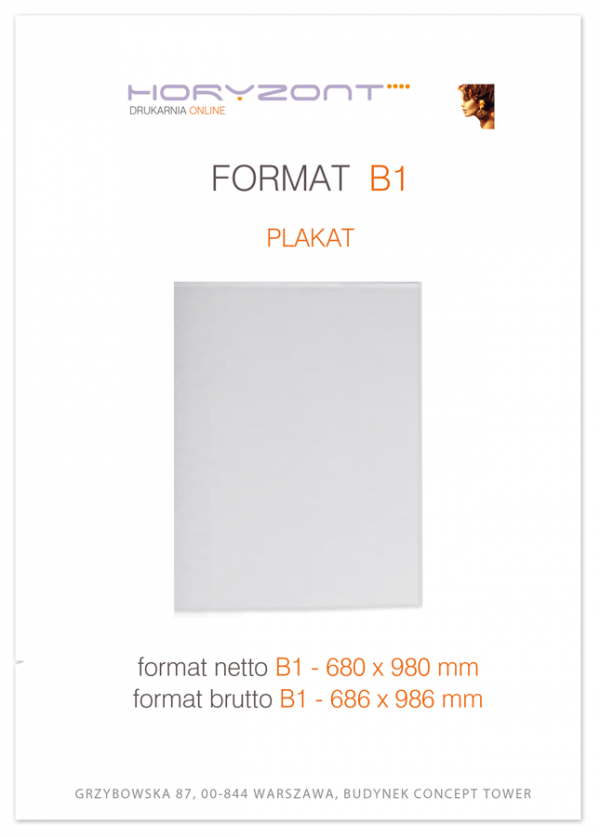 plakat B1,  druk pełnokolorowy jednostronny 4+0, na papierze kredowym, 130 g - 90 sztuk  