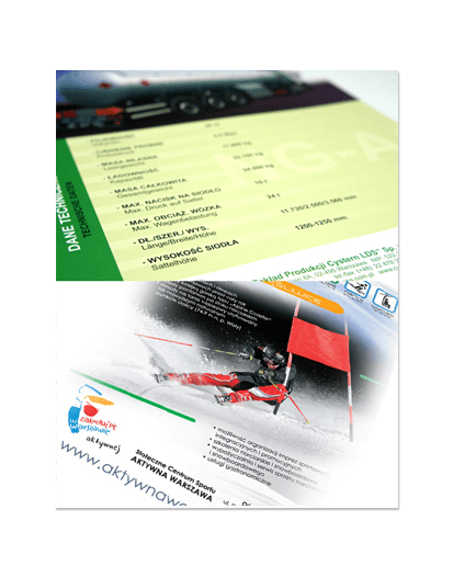Karty menu, A4 składane do A5, druk pełnokolorowy obustronny 4+4, na papierze kredowym 350 g, 5 sztuk