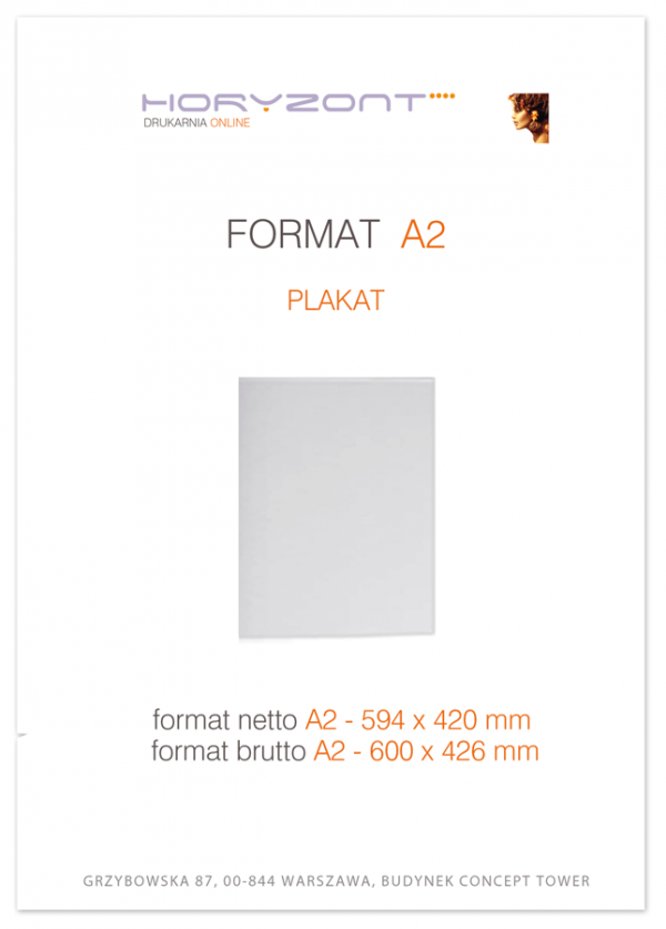 plakat A2, druk pełnokolorowy jednostronny 4+0, na papierze satynowym, 200 g - 1 sztuk