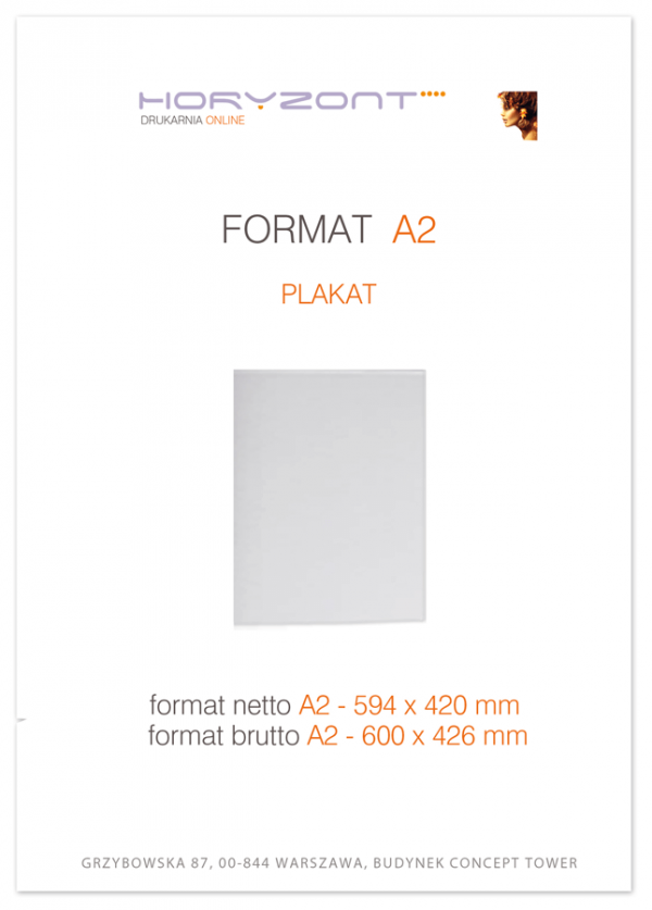 plakat A2,  druk pełnokolorowy jednostronny 4+0, na papierze kredowym, 170 g - 400 sztuk