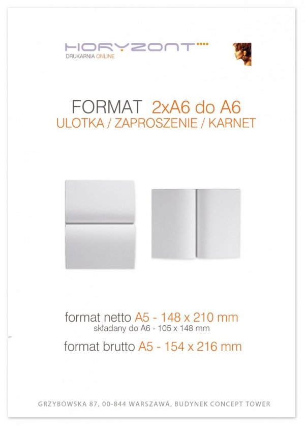 ulotka A5 składana do A6, druk pełnokolorowy obustronny 4+4, na papierze kredowym, 250 g, 2000 sztuk