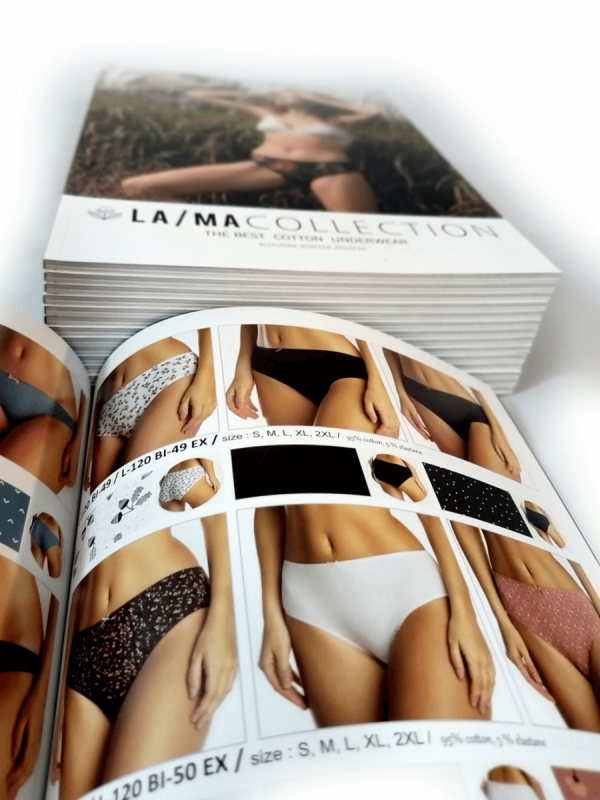 katalog A5, druk pełnokolorowy obustronny 4+4, na papierze kredowym, kreda 170 g, 44 str., 10 sztuk