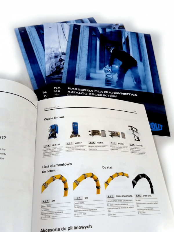 katalog A6, druk pełnokolorowy obustronny 4+4, na papierze kredowym, kreda 130 g, 36 str., 50 sztuk