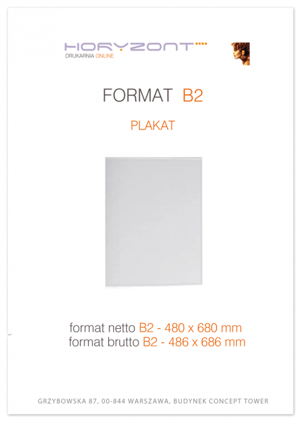 plakat B2, ekspres, druk pełnokolorowy jednostronny 4+0, na papierze kredowym, 130 g - 60 sztuk 