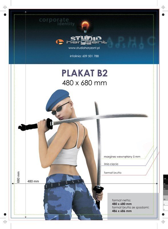 plakat B2, ekspres, druk pełnokolorowy jednostronny 4+0, na papierze kredowym, 170 g - 60 sztuk 