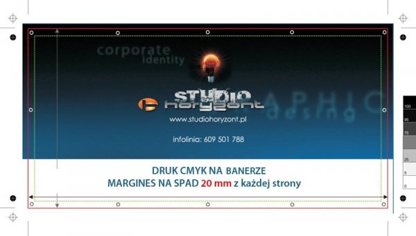 Baner laminowany ekono Frontlit 510g, oczka co 50 cm, 150 x 550 cm, 1 szt.