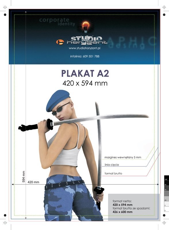 plakat A2, ekspres, druk pełnokolorowy jednostronny 4+0, na papierze kredowym, 170 g - 250 sztuk