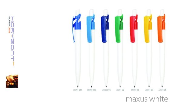 długopis MAXUS WHITE do nadruku, nadruk Pantone z palety do wyboru 1+0 - 1000 sztuk