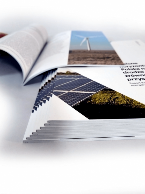 katalog 210 x 210 mm, druk pełnokolorowy obustronny 4+4, na papierze kredowym, kreda 170 g, 52 str., 50 sztuk