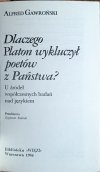 Alfred Gawroński • Dlaczego Platon wykluczył poetów z Państwa? - strona tytułowa