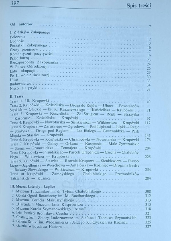 Lidia Długołęcka, Maciej Pinkwart Zakopane. Przewodnik historyczny - spis treści
