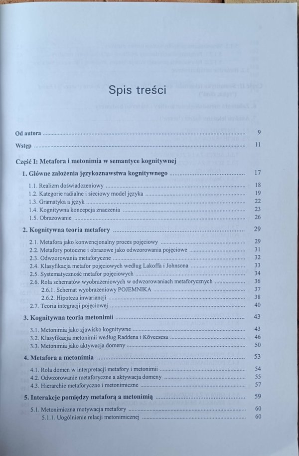 Grażyna Pietrzak Porwisz • Metonimia i metafora w strukturze semantycznej szwedzkich somatyzmów -  spis treści