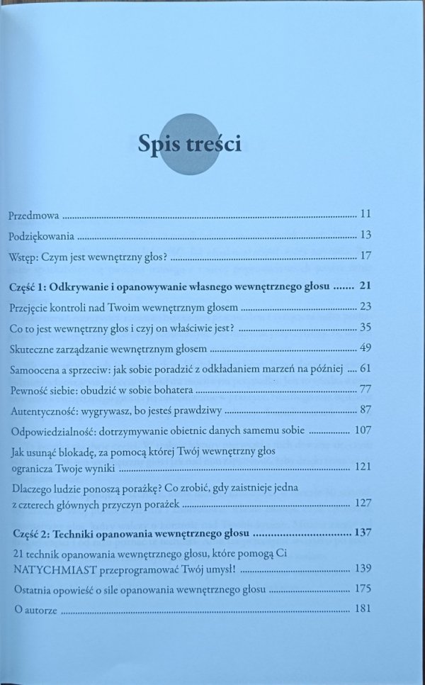 Blair Singer • Opanuj swój wewnętrzny głos spis treści