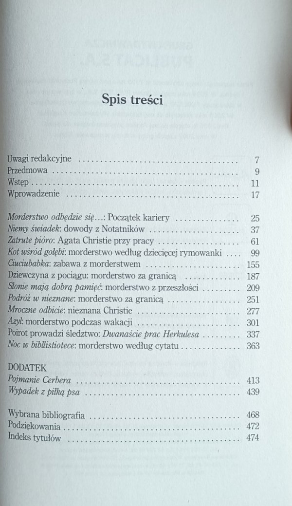 John Curran • Sekretne zapiski Agaty Christie - spis treści