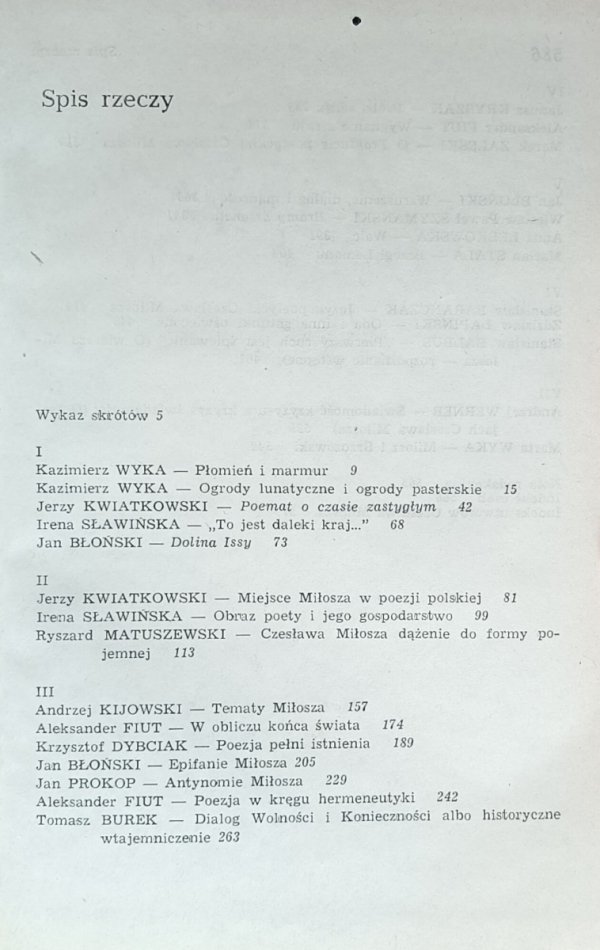 red. Jerzy Kwiatkowski • Poznawanie Miłosza. Studia i szkice o twórczości poety - spis treści