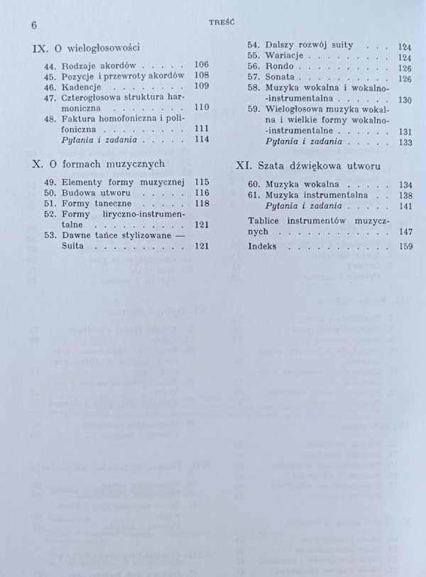 Józef Karol Lasocki - Podstawowe wiadomości z nauki o muzyce - spis treści