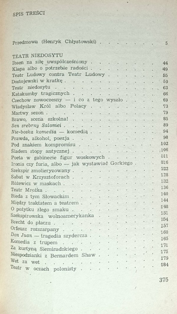 Ludwik Flaszen - Teatr skazany na magię - spis treści
