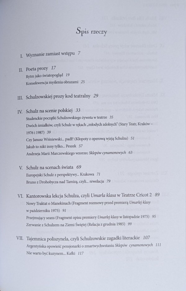 Spis treści książki Zatracenie się w Schulzu. Historia pewnej fascynacji autorstwa Krzysztof Miklaszewski