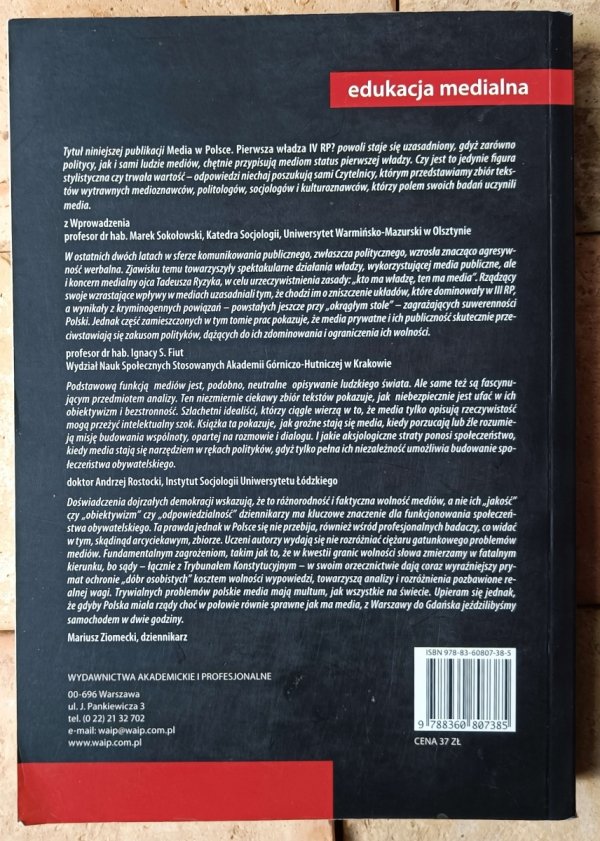 red. Marek Sokołowski • Media w Polsce. Pierwsza władza IV RP? - okładka