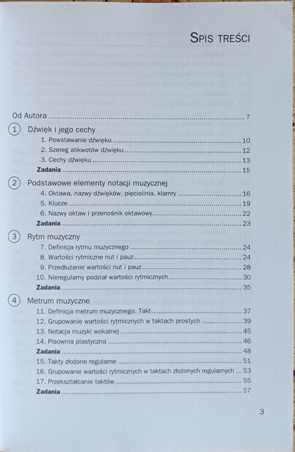 Franciszek Wesołowski Zasady muzyki - spis treści