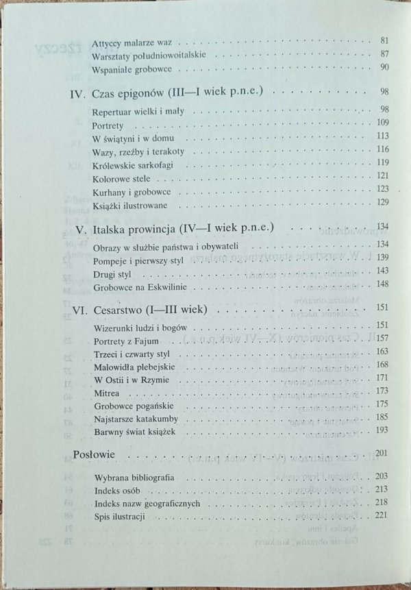 Maria Nowicka - Z dziejów malarstwa greckiego i rzymskiego - spis treści