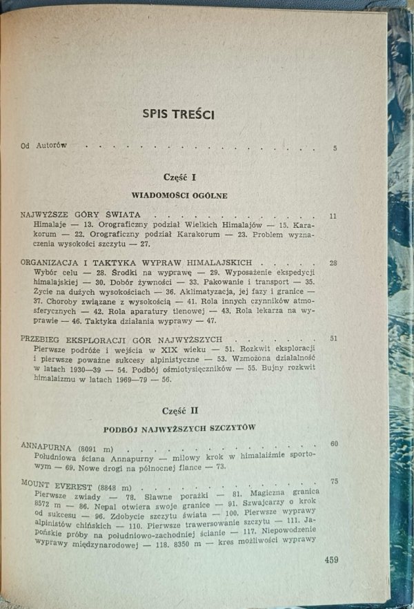 Janusz Kurczab, Zbigniew Kowalewski - Na szczytach Himalajów  - spis treści