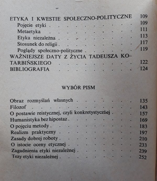 Jan Woleński • Kotarbiński - spis treści
