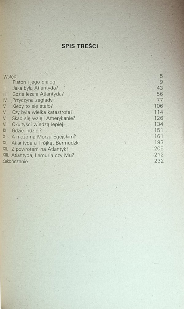 Andrzej Marks - Atlantyda - fantazja czy rzeczywistość - spis treści