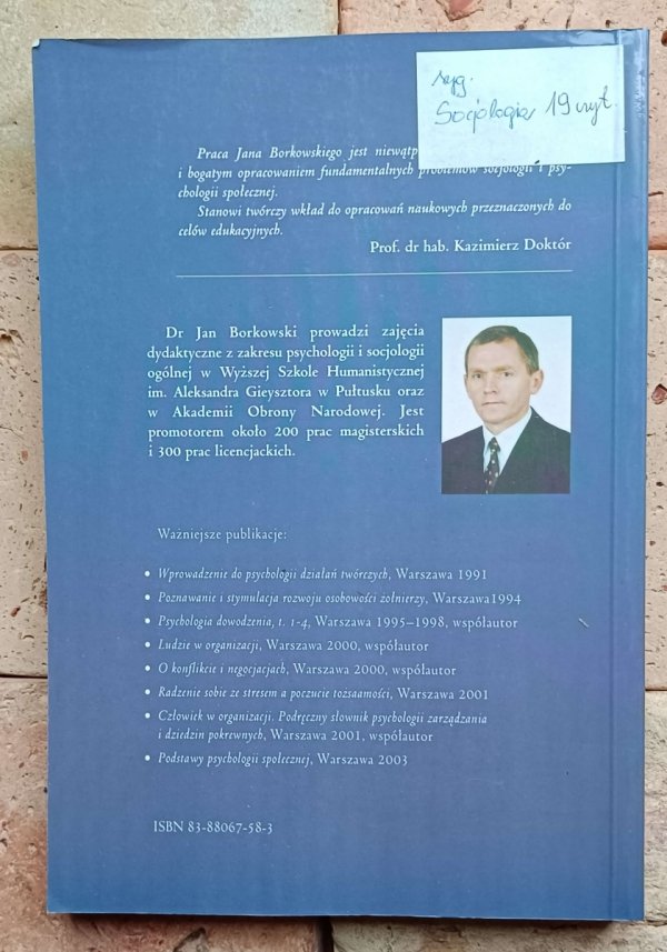 Jan Borkowski - Socjologia i psychologia społeczna - okładka