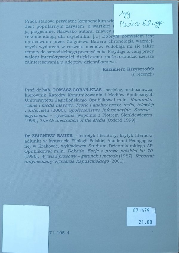 Tomasz Goban-Klas • Zarys historii i rozwoju mediów. Od malowideł naskalnych do multimediów