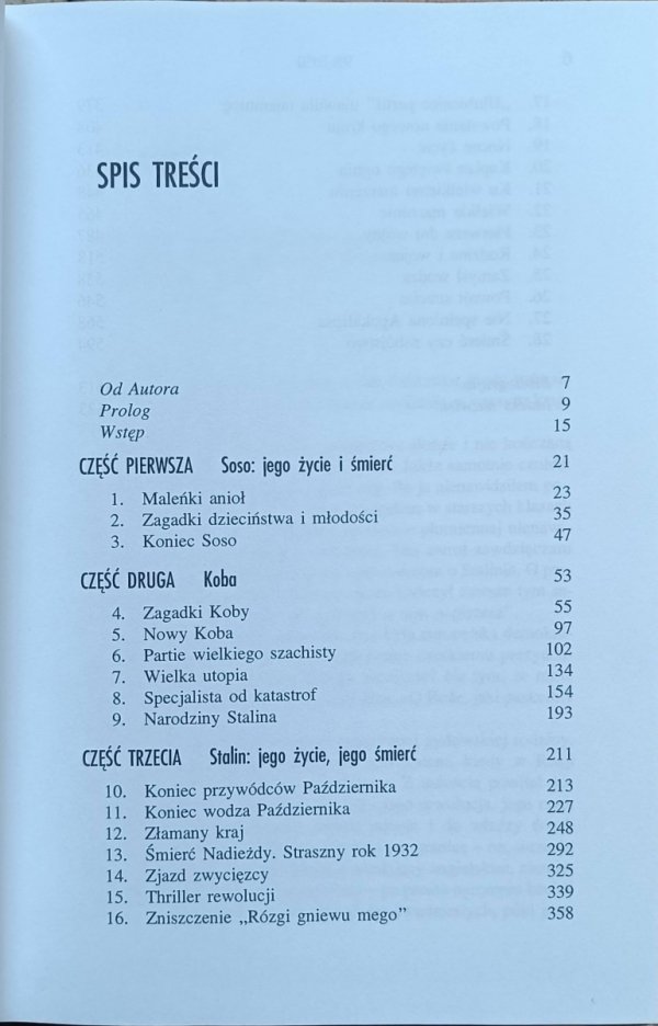 Edward Radziński - Stalin - spis treści