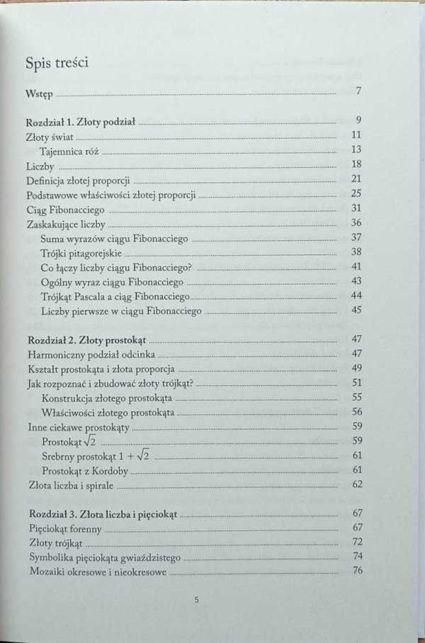 Fernando Corbalan Złota proporcja. Matematyczny język piękna - spis treści